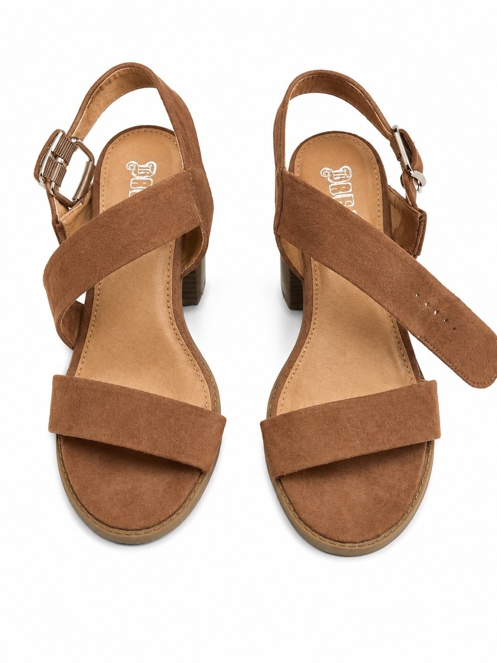 Women's Brown Suede Block Heel Sandals